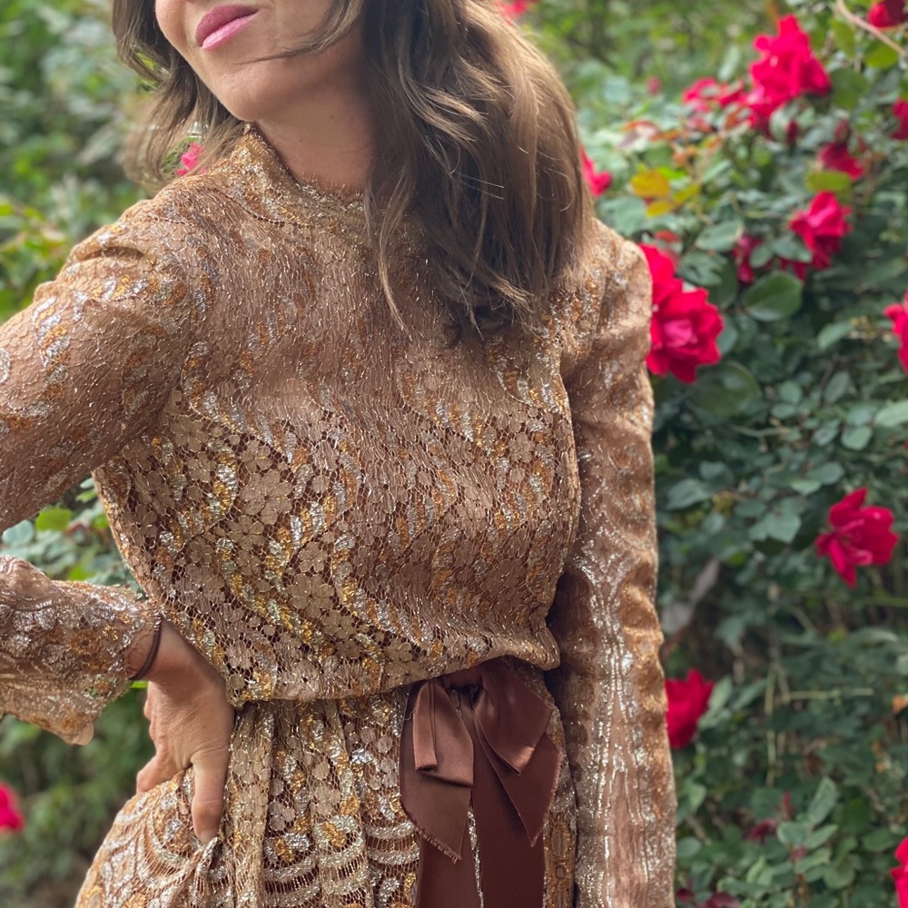 Vintage Gold Lace Pant Suit - Picture 6 of 10
